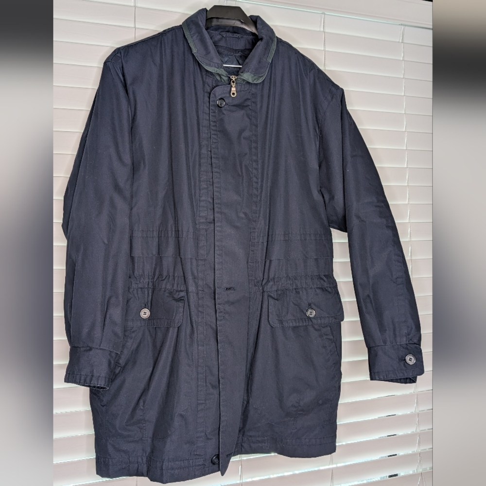 *MINT USED* Men's London Fog - Navy Utility Rain Jacket - Men's Medium Long - Picture 2 of 8